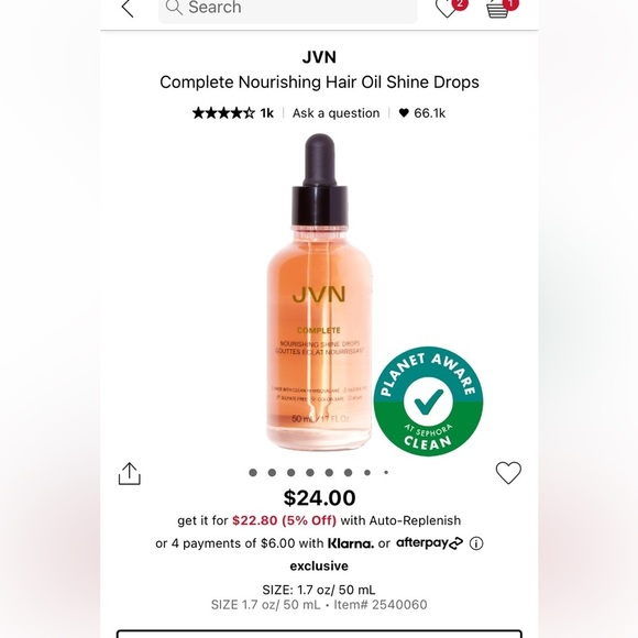 JONATHAN VAN NESS HAIR SHINE DROPS CLEAN HAIRCARE ALL HAIR TYPES SEPHORA ULTA - Picture 1 of 4